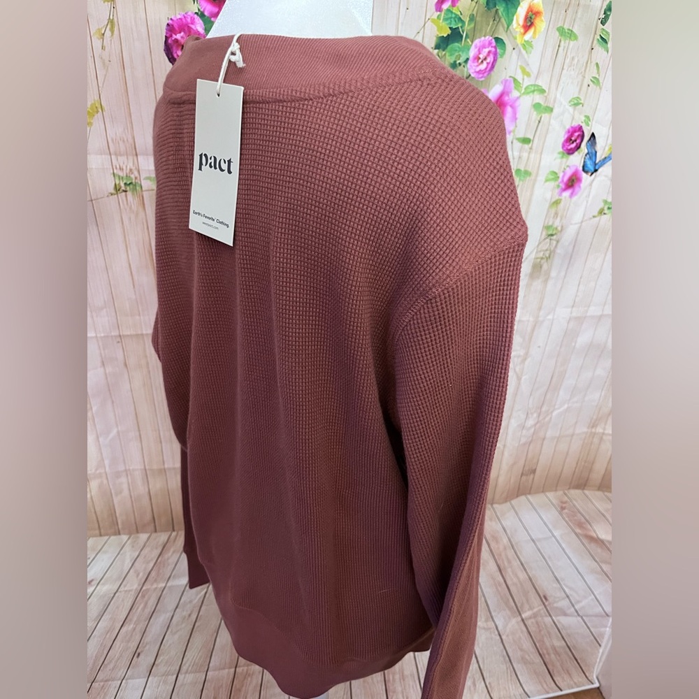 NWT Pact Women's Sienna Thermal Waffle Henley Pullover - Picture 15 of 16